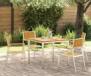 Set de dining pentru grădină vidaXL 5 piese din lemn masiv de tec