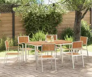 Set de masă pentru grădină vidaXL cu 7 piese din lemn solid de tec