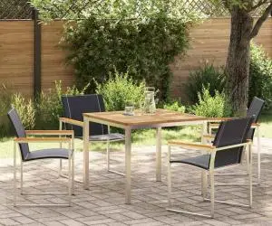 vidaXL Set de dining pentru grădină din 5 piese, lemn solid de acacia și inox