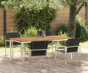 vidaXL Set de dining pentru grădină - 5 piese din lemn de acacia și oțel inoxidabil