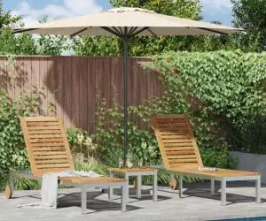Lounge-uri vidaXL 2 pcs cu masă din lemn masiv de tec