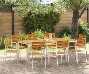 Set de 8 scaune de grădină stivuite vidaXL 54.5x56x89 cm din lemn masiv de acacia