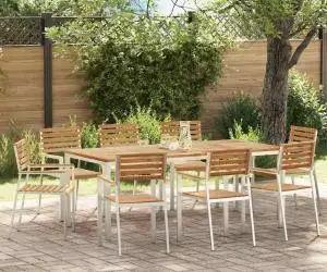 Scaune de grădină vidaXL stivuite 8 pcs 54.5x56x89 cm din lemn masiv de tec