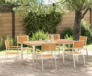 Scaune de grădină stivuibile vidaXL 6 pcs 54.5x56x87 cm Lemn masiv de tec