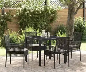 vidaXL Set de masă pentru grădină 5 pcs Negru 90 x 90 x 75 cm