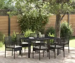 vidaXL Set de masă pentru grădină 7 pcs Negru 150 x 90 x 75 cm