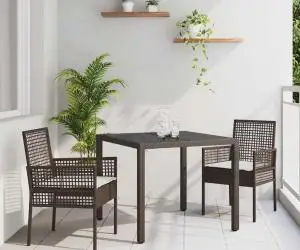 vidaXL Set de masă pentru grădină 3 pcs Maro 90 x 90 x 75 cm Poliratan
