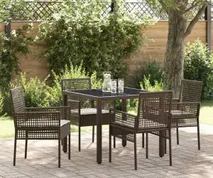 vidaXL Set de masă pentru grădină 5 pcs Maro 90 x 90 x 75 cm Poliratan
