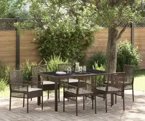 vidaXL Set de masă pentru grădină 7 pcs Maro 150 x 90 x 75 cm