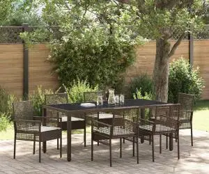 vidaXL Set de masă pentru grădină 7 pcs Maro 190 x 90 x 75 cm