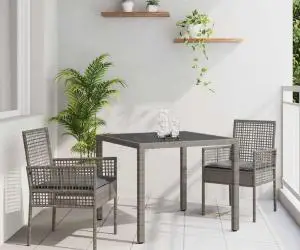 vidaXL Set de masă pentru grădină 3 pcs Gri 90 x 90 x 75 cm Poliratan