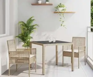 vidaXL Set de masă pentru grădină 3 pcs Bej 90 x 90 x 75 cm