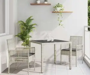 vidaXL Set de masă pentru grădină 3 pcs Gri deschis 90 x 90 x 75 cm