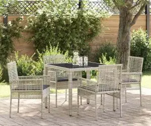 vidaXL Set de masă pentru grădină 5 pcs Gri deschis 90 x 90 x 75 cm