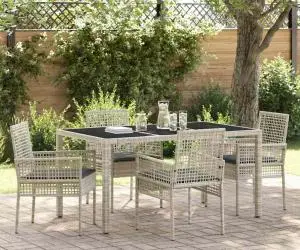 vidaXL Set de masă pentru grădină 5 pcs Gri deschis 150 x 90 x 75 cm