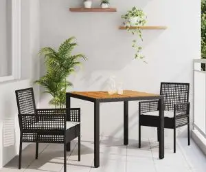 Set Mobilier Dining vidaXL Set 3 piese Negru Lemn Durabil