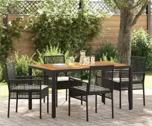vidaXL Set de dining de grădină cu perne Negru Rattan sintetic