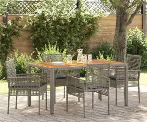 vidaXL Set de Dining cu 5 Piese pentru Grădină cu Perne Gri Ratan