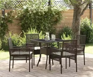 vidaXL Set de masă de grădină 5 piese culoare maro din ratan poliester