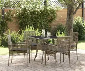 vidaXL Set de dining pentru grădină cu 5 piese Gri Ratan polimeric