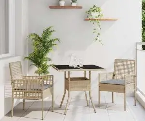 vidaXL Set de dining pentru grădină 3 piese bej ratan sintetic