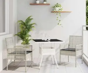 vidaXL Set de Dining pentru Grădină 3 Piese Gri Deschis din Ratan Sintetic
