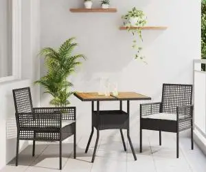 vidaXL Set de dining pentru grădină cu perne Negru Ratan sintetic