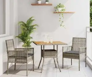 vidaXL Set de Dining pentru Grădină cu Perne Gri din Ratan Poli
