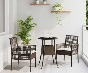 vidaXL Set mese grădină 3 piese maro din ratan poliester