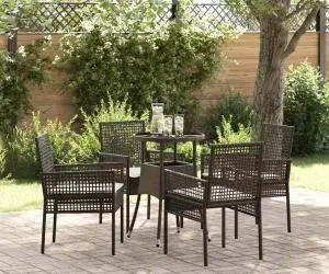 vidaXL Set de dining pentru grădină 5 Piese Maro Poliratan