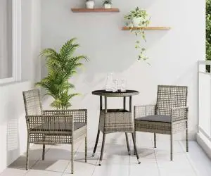 vidaXL Set de grădină dining 3 piese Gri Ratan