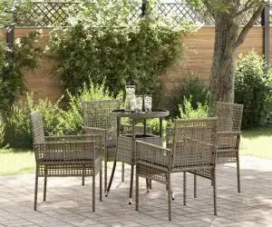 vidaXL Set de Masă pentru Grădină 5 Piese Gri Poliratan
