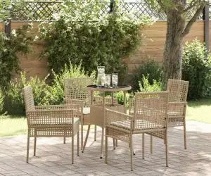 vidaXL Set Dining Grădină cu 5 Piese din Poliratan Bej