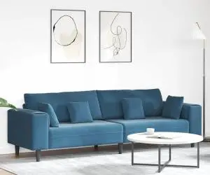vidaXL Canapea din catifea cu pernă cu pernă Albastru 208 cm Catifea