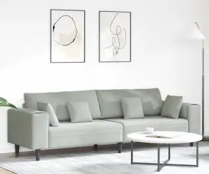 vidaXL Canapea din catifea cu pernă cu pernă Gri deschis 208 cm Catifea