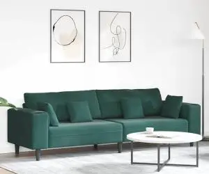 vidaXL Canapea din catifea cu pernă cu pernă Verde închis 208 cm Catifea