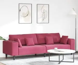 vidaXL Canapea din catifea cu pernă cu pernă Roșu Vin 208 cm Catifea