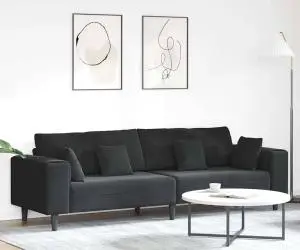 vidaXL Canapea din catifea cu pernă cu pernă Negru 208 cm Catifea