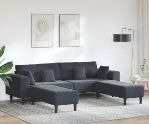 vidaXL Canapea din catifea cu pernă cu pernă 3 pcs Gri închis 208 cm Catifea