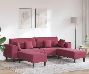 vidaXL Canapea din catifea cu pernă cu pernă 3 pcs Roșu Vin 208 cm Catifea