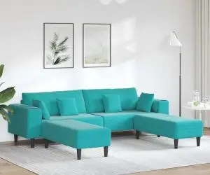vidaXL Canapea din catifea cu pernă cu pernă 3 pcs Turcoaz 208 cm Catifea