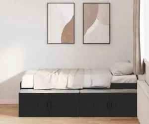 vidaXL Cadru de Pat Stejar Negru 100x200 cm