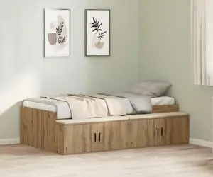 vidaXL Cadru de Pat cu Depozitare Stejar Artisan 80x200 cm