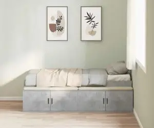 vidaXL Cadru de pat Gri beton 75x190 cm