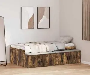 vidaXL Cadru de pat Stejar afumat 75x190 cm