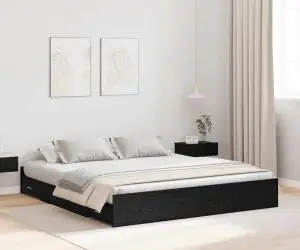 vidaXL Cadru de pat cu depozitare cu sertar Stejar negru 200 x 200 cm