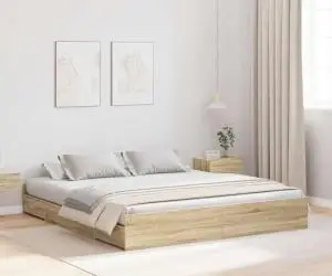 vidaXL Cadru de pat cu depozitare cu sertar Stejar sonoma 200 x 200 cm