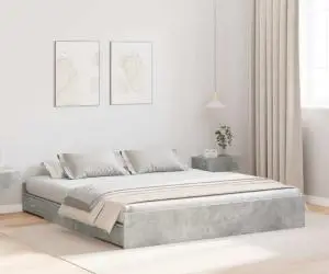 vidaXL Cadru de pat cu depozitare cu sertar cu headboard cu depozitare Gri beton 200 x 200 cm