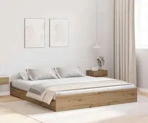 vidaXL Cadru de pat cu depozitare stejar artizanal 180 x 200 cm