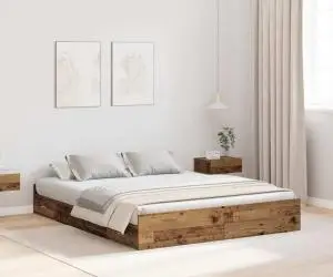 vidaXL Cadru de pat cu depozitare cu sertar cu headboard Lemn vechi 160 x 200 cm